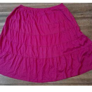 Womens Boho Tiered Pull On Comfy Work Casual Party Size 4X Midi Skirt Fuchsia